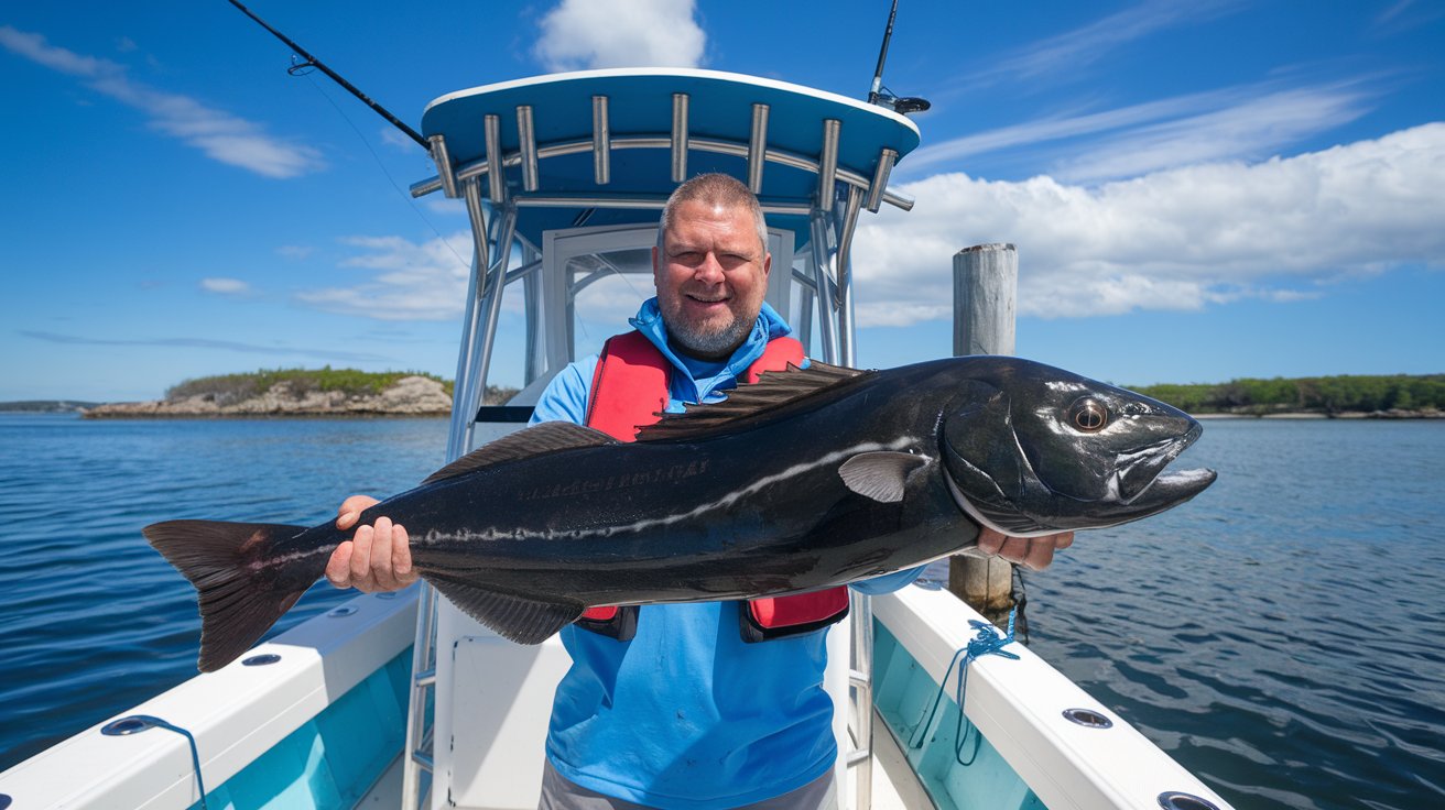 man holding a big black fish