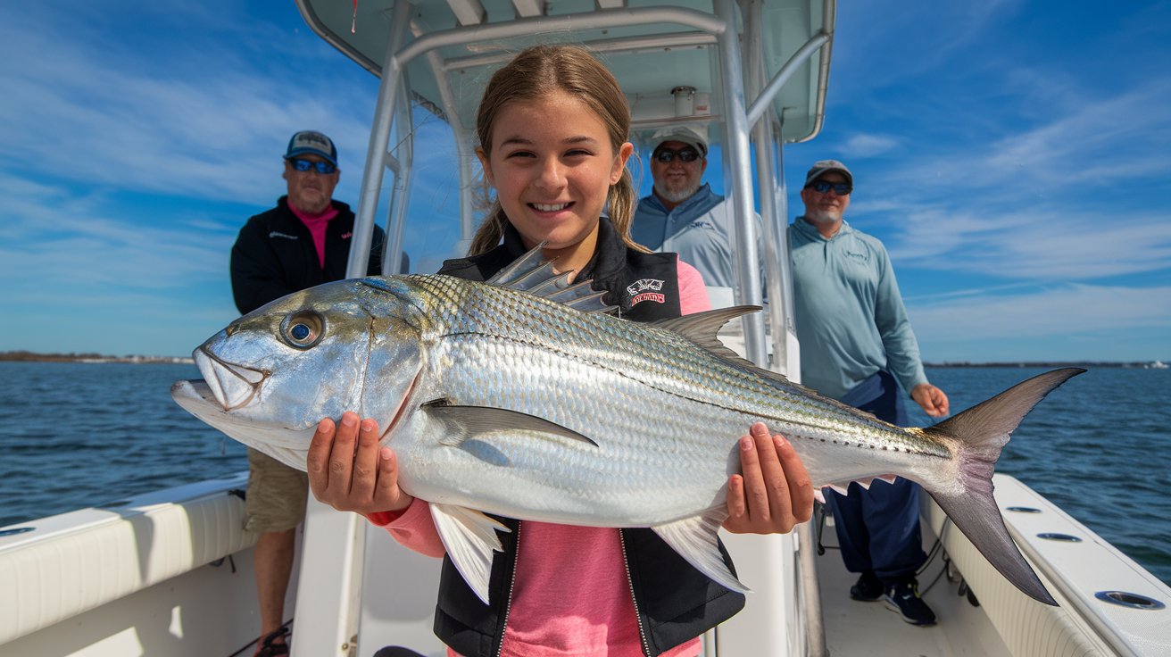 Young girl with a big porgy fish